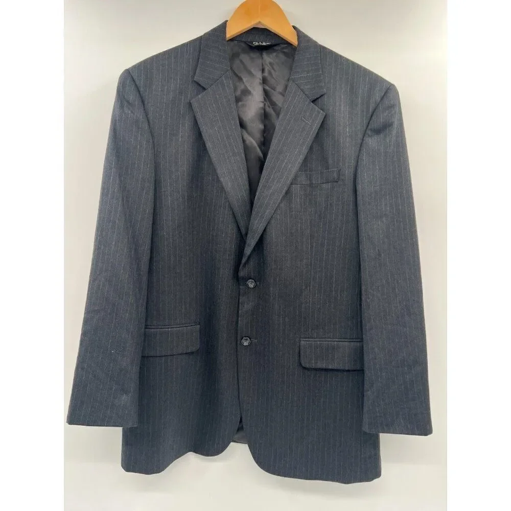 Jos A Bank Men 44L Dark Gray Stripe Wool Blend Blazer Sports Coat Suit Jacket